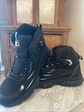 Men's Black STEEL TOE High-Top WORK BOOTS Performance